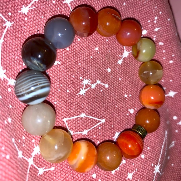 🧿2/$15🧿✋🏼Made Natural 12mm Botswana Agate Stone Bracelet w Brass Tie Cover - Picture 16 of 16